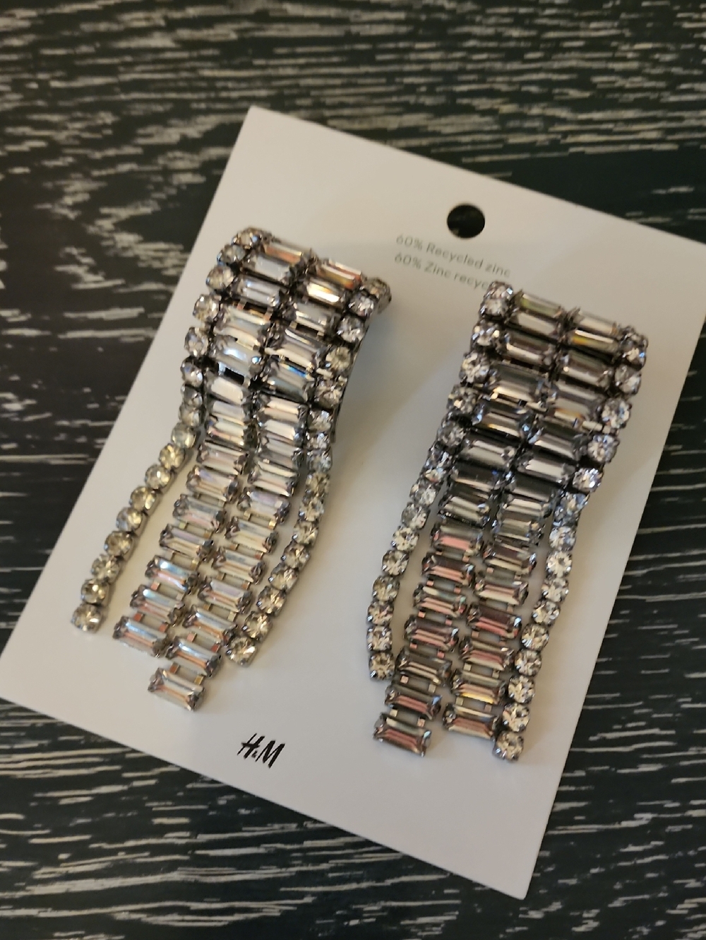H&M Clear Crystal Draped Earrings